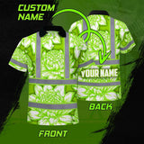 Hi Vis Polo Shirt Reflective Tapes Green Neon White Protea Custom Name Safety Workwear For Workers, Truckers, Operators