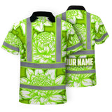 Hi Vis Polo Shirt Reflective Tapes Green Neon White Protea Custom Name Safety Workwear For Workers, Truckers, Operators