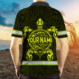 Hi Vis Polo Shirt Reflective Tapes Lime Neon Hawaii Turtle Custom Name