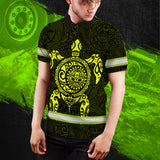 Hi Vis Polo Shirt Reflective Tapes Lime Neon Hawaii Turtle Custom Name