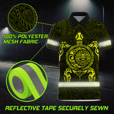 Hi Vis Polo Shirt Reflective Tapes Lime Neon Hawaii Turtle Custom Name
