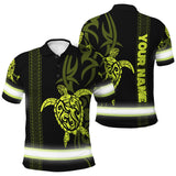 Hi Vis Polo Shirt Reflective Tapes Lime Neon Hawaiian Polynesian Tribal