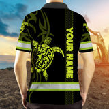 Hi Vis Polo Shirt Reflective Tapes Lime Neon Hawaiian Polynesian Tribal