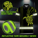 Hi Vis Polo Shirt Reflective Tapes Lime Neon Hawaiian Polynesian Tribal