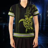 Hi Vis Polo Shirt Reflective Tapes Lime Neon Hawaiian Polynesian Tribal