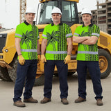 Hi Vis Polo Shirt Reflective Tapes Lime Neon Polynesian And Tree Custom Name Safety Workwear For Workers, Truckers, Operators