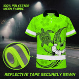 Hi Vis Polo Shirt Reflective Tapes Lime Neon Polynesian Custom Name Safety Workwear For Workers, Truckers, Operators