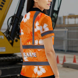 Hi Vis Polo Shirt Reflective Tapes Orange Neon Custom Name Safety Workwear For Workers, Truckers, Operators