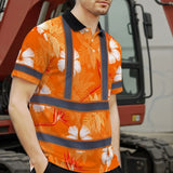 Hi Vis Polo Shirt Reflective Tapes Orange Neon Custom Name Safety Workwear For Workers, Truckers, Operators