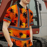 Hi Vis Polo Shirt Reflective Tapes Orange Neon Flowers Custom Name