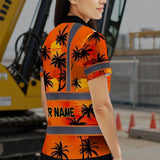 Hi Vis Polo Shirt Reflective Tapes Orange Neon Flowers Custom Name
