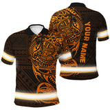 Hi Vis Polo Shirt Reflective Tapes Orange Neon Hawaiian Polynesian Tribal