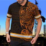 Hi Vis Polo Shirt Reflective Tapes Orange Neon Hawaiian Polynesian Tribal