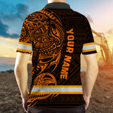 Hi Vis Polo Shirt Reflective Tapes Orange Neon Hawaiian Polynesian Tribal