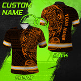 Hi Vis Polo Shirt Reflective Tapes Orange Neon Hawaiian Polynesian Tribal