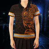 Hi Vis Polo Shirt Reflective Tapes Orange Neon Hawaiian Polynesian Tribal