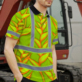 Hi Vis Polo Shirt Reflective Tapes Orange Neon Lime Heliconia Custom Name Safety Workwear For Workers, Truckers, Operators