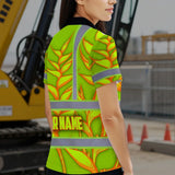 Hi Vis Polo Shirt Reflective Tapes Orange Neon Lime Heliconia Custom Name Safety Workwear For Workers, Truckers, Operators