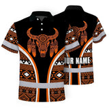 Hi Vis Polo Shirt Reflective Tapes Orange Neon Skull Native Custom Name Safety Workwear For Workers, Truckers, Operators