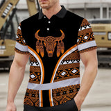 Hi Vis Polo Shirt Reflective Tapes Orange Neon Skull Native Custom Name Safety Workwear For Workers, Truckers, Operators