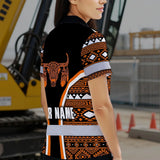 Hi Vis Polo Shirt Reflective Tapes Orange Neon Skull Native Custom Name Safety Workwear For Workers, Truckers, Operators