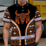 Hi Vis Polo Shirt Reflective Tapes Orange Neon Skull Native Custom Name Safety Workwear For Workers, Truckers, Operators