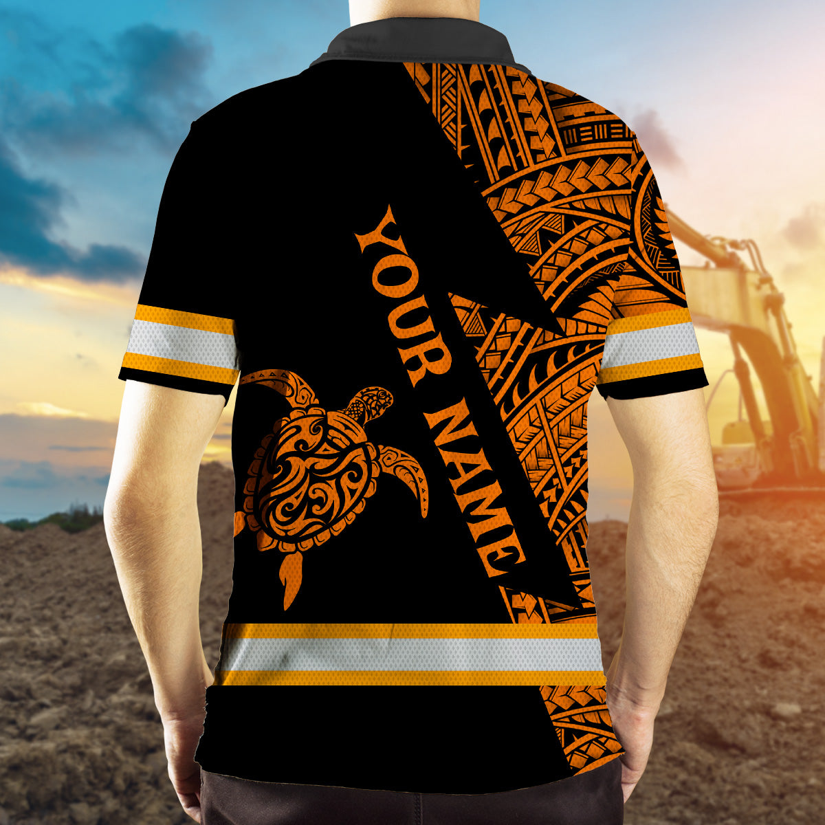 Hi Vis Polo Shirt Reflective Tapes Orange Neon Turtle Hawaii