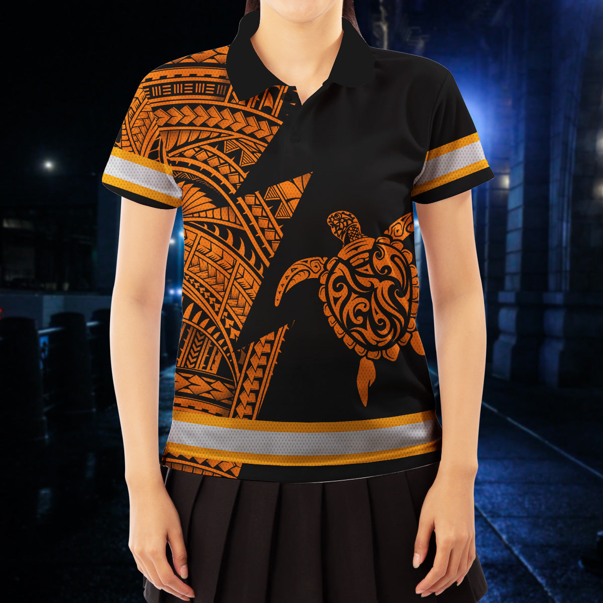 Hi Vis Polo Shirt Reflective Tapes Orange Neon Turtle Hawaii