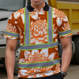 Hi Vis Polo Shirt Reflective Tapes Orange Neon White Protea Custom Name Safety Workwear For Workers, Truckers, Operators