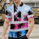 Pink Blue Coconut Tree Hi-Vis Polo Shirt