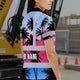 Pink Blue Coconut Tree Hi-Vis Polo Shirt