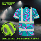 Hi Vis Polo Shirt Reflective Tapes Pink Neon Blue Heliconia Custom Name Safety Workwear For Workers, Truckers, Operators