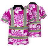 Hi Vis Polo Shirt Reflective Tapes Pink Neon White Protea Custom Name Safety Workwear For Workers, Truckers, Operators