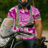 Hi Vis Polo Shirt Reflective Tapes Pink Neon White Protea Custom Name Safety Workwear For Workers, Truckers, Operators