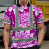 Hi Vis Polo Shirt Reflective Tapes Pink Neon White Protea Custom Name Safety Workwear For Workers, Truckers, Operators
