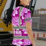 Hi Vis Polo Shirt Reflective Tapes Pink Neon White Protea Custom Name Safety Workwear For Workers, Truckers, Operators