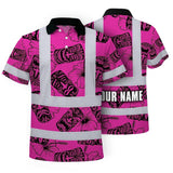Hi Vis Polo Shirt Reflective Tapes Pink Tiki Custom Name Safety Workwear For Workers, Truckers, Operators