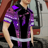 Hi Vis Polo Shirt Reflective Tapes Pink Violet Neon Native Custom Name Safety Workwear For Workers, Truckers, Operators