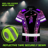 Hi Vis Polo Shirt Reflective Tapes Pink Violet Neon Native Custom Name Safety Workwear For Workers, Truckers, Operators