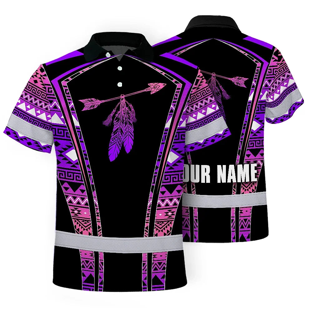 Hi Vis Polo Shirt Reflective Tapes Pink Violet Neon Native Custom Name Safety Workwear For Workers, Truckers, Operators