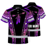 Hi Vis Polo Shirt Reflective Tapes Pink Violet Neon Native Custom Name Safety Workwear For Workers, Truckers, Operators