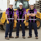Hi Vis Polo Shirt Reflective Tapes Pink Violet Neon Native Custom Name Safety Workwear For Workers, Truckers, Operators