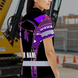 Hi Vis Polo Shirt Reflective Tapes Pink Violet Neon Native Custom Name Safety Workwear For Workers, Truckers, Operators