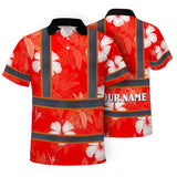 Hi Vis Polo Shirt Reflective Tapes Red Neon Custom Name Safety Workwear For Workers, Truckers, Operators