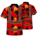 Hi Vis Polo Shirt Reflective Tapes Red Neon Flowers Custom Name