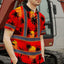 Red Neon Flowers Hi-Vis Polo Shirt