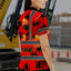 Red Neon Flowers Hi-Vis Polo Shirt