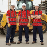 Hi Vis Polo Shirt Reflective Tapes Red Neon Flowers Custom Name Safety Workwear For Workers, Truckers, Operators