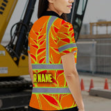 Hi Vis Polo Shirt Reflective Tapes Red Neon Lime Heliconia Custom Name Safety Workwear For Workers, Truckers, Operators