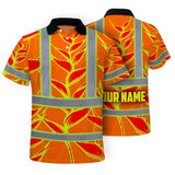 Hi Vis Polo Shirt Reflective Tapes Red Neon Lime Heliconia Custom Name Safety Workwear For Workers, Truckers, Operators